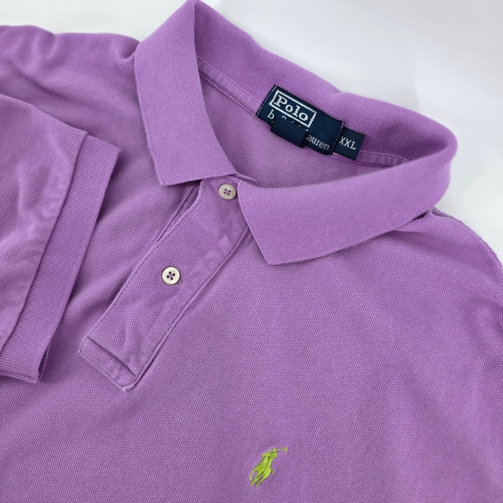 Polo Ralph‎ Lauren Polo Shirt Mens XXL Heritage Pique Cotton Purple Vintage